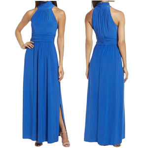 Eliza J Maxi Dress Women 8 Cobalt Blue High Neck Sleeveless Semi-Formal NEW